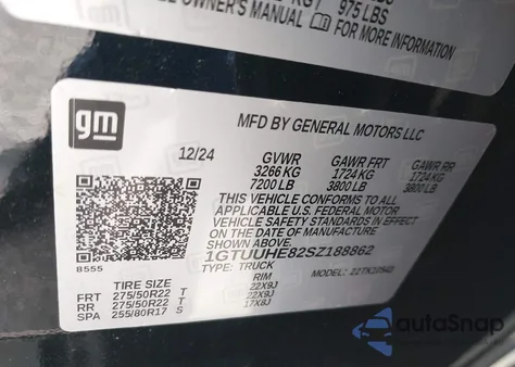 2025 GMC Sierra 1500 4Wd Short Box Denali Ultimate z USA, uszkodzony, nr VIN 1GTUUHE82SZ188862